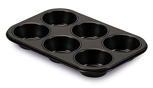Guardini Gardenia, Backform für 6 Muffins 18,5x27 cm, Stahl mit Antihaftbeschichtung, Farbe Schwarz von Guardini