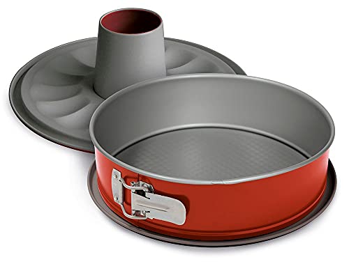 Guardini Rossana 2.0, Kuchenform, 2 Boden 28 cm, Stahl mit Antihaftbeschichtung, auslaufsicherer Boden, Farbe Rot/Grau von Guardini