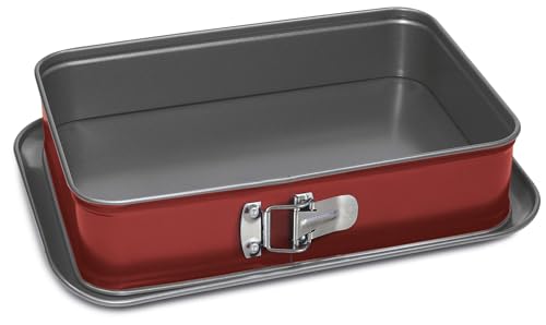 Guardini Rossana 2.0, rechteckige Form mit Tropfschutz, mit Antihaftbeschichtung, doppellagig, aus Hi-Top-Stahl, 19 x 28 x 7 cm, Rot und Grau von Guardini
