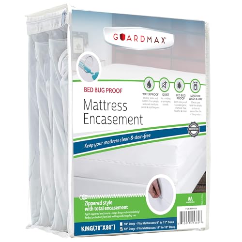 Guardmax Matratzenschoner mit Reißverschluss, 100% wasserdichte Abdeckung, weich, hypoallergen und atmungsaktiv, King-Size-Größe (78 x 80 x 11) von Guardmax