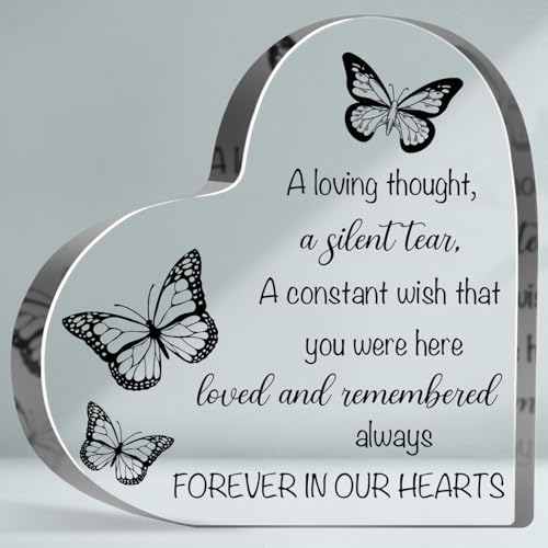 Guawubiang Gedenkgeschenke für den Verlust eines geliebten Menschen, Verlust eines geliebten Menschen, Acrylschild, Beerdigung, Ornament, Schmetterlinge Dekoration, herzförmige Acrylplatte, Guawubiang Gedenkgeschenke für den Verlust eines geliebten Menschen, Verlust eines geliebten Menschen, Acrylschild, Beerdigung, Ornament, Schmetterlinge Dekoration, herzförmige Acrylplatte, von Guawubiang