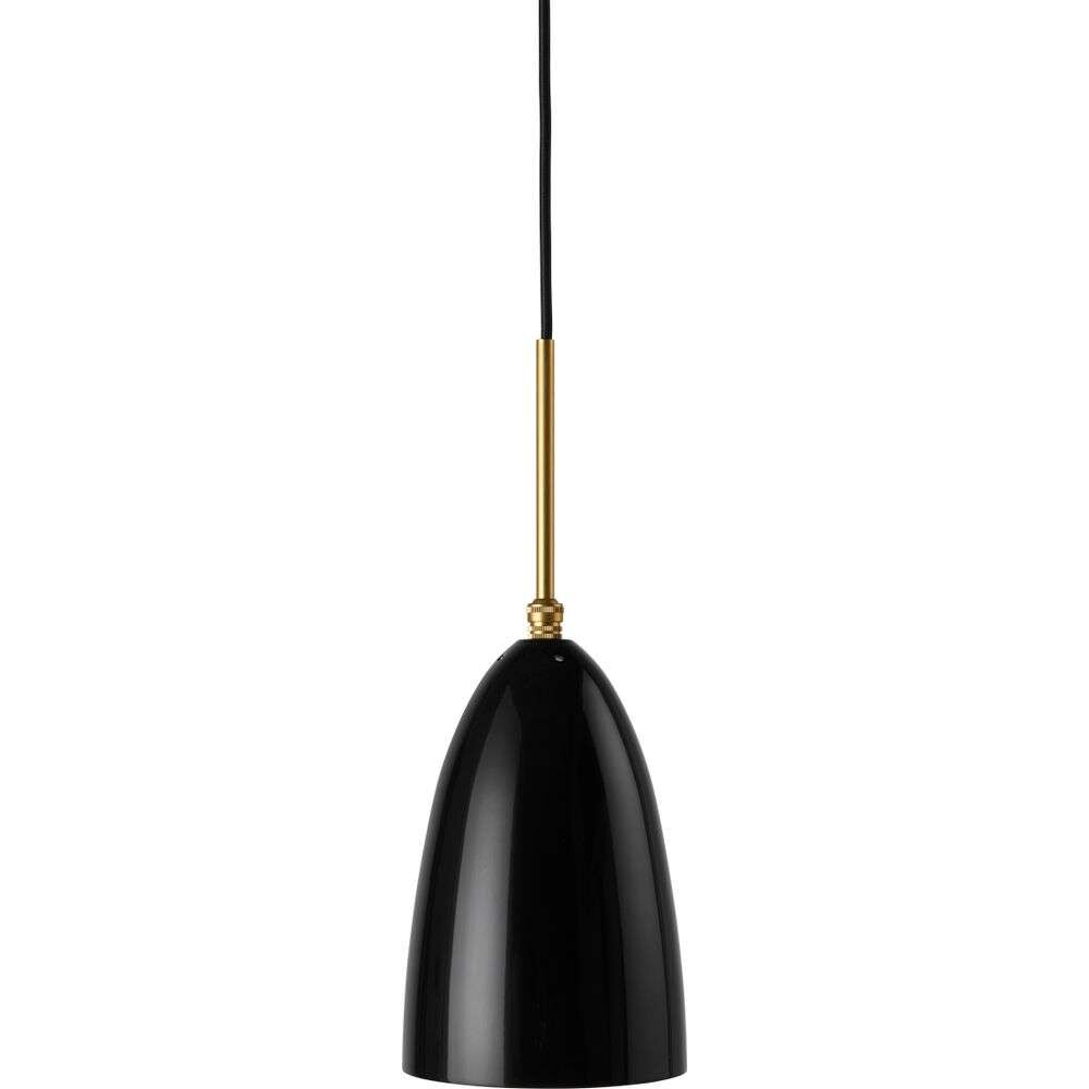 GUBI - Gräshoppa Pendelleuchte Glossy Black/Brass von GUBI