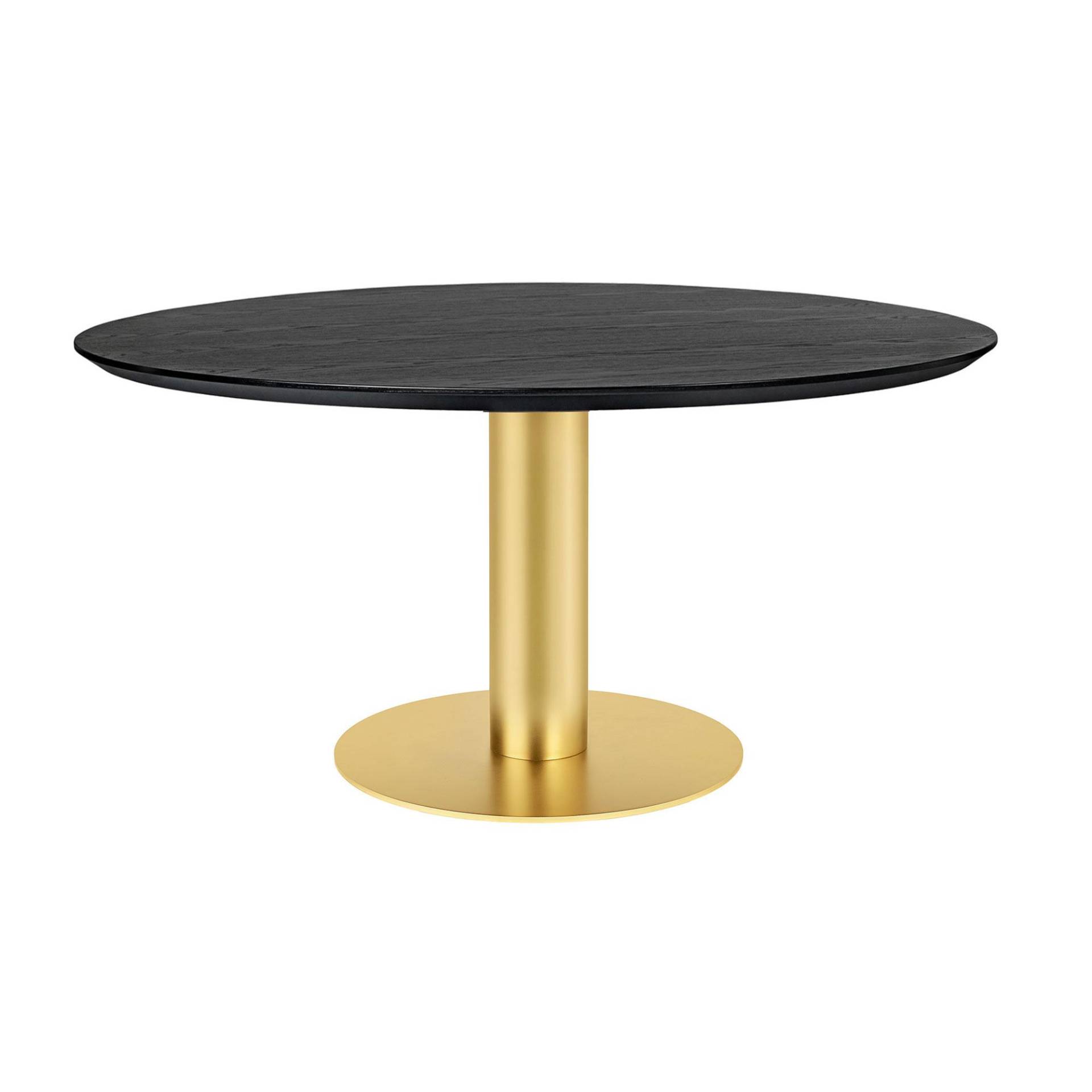 Gubi - 2.0 Dining Table Gestell Messing Ø150cm - schwarz/Tischplatte Esche/H x Ø 72x150cm/Gestell Messing von Gubi