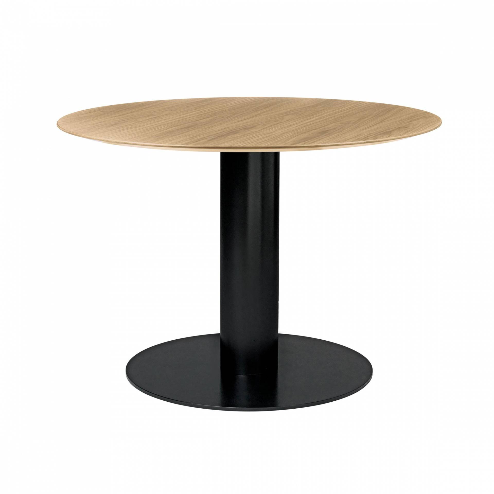 Gubi - 2.0 Dining Table Gestell schwarz Ø110cm - eiche/Tischplatte Eiche/H 72,5cm, Ø 110cm/Gestell schwarz: pulverbeschichtet von Gubi