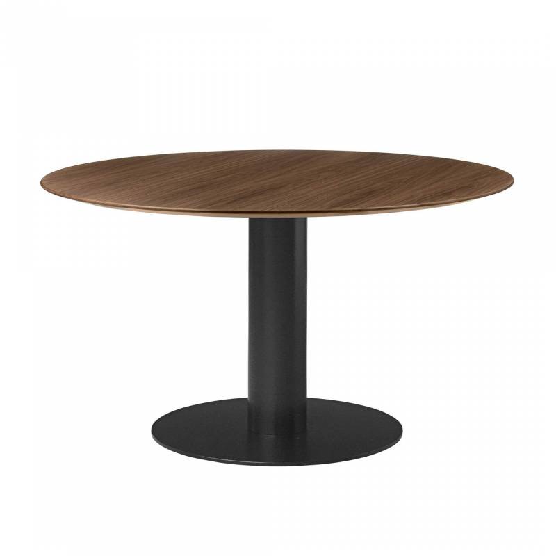 Gubi - 2.0 Dining Tisch Gestell schwarz Ø130cm - walnuss/Tischplatte Walnuss/H x Ø 72,5x130cm/Gestell schwarz pulverbeschichtet von Gubi