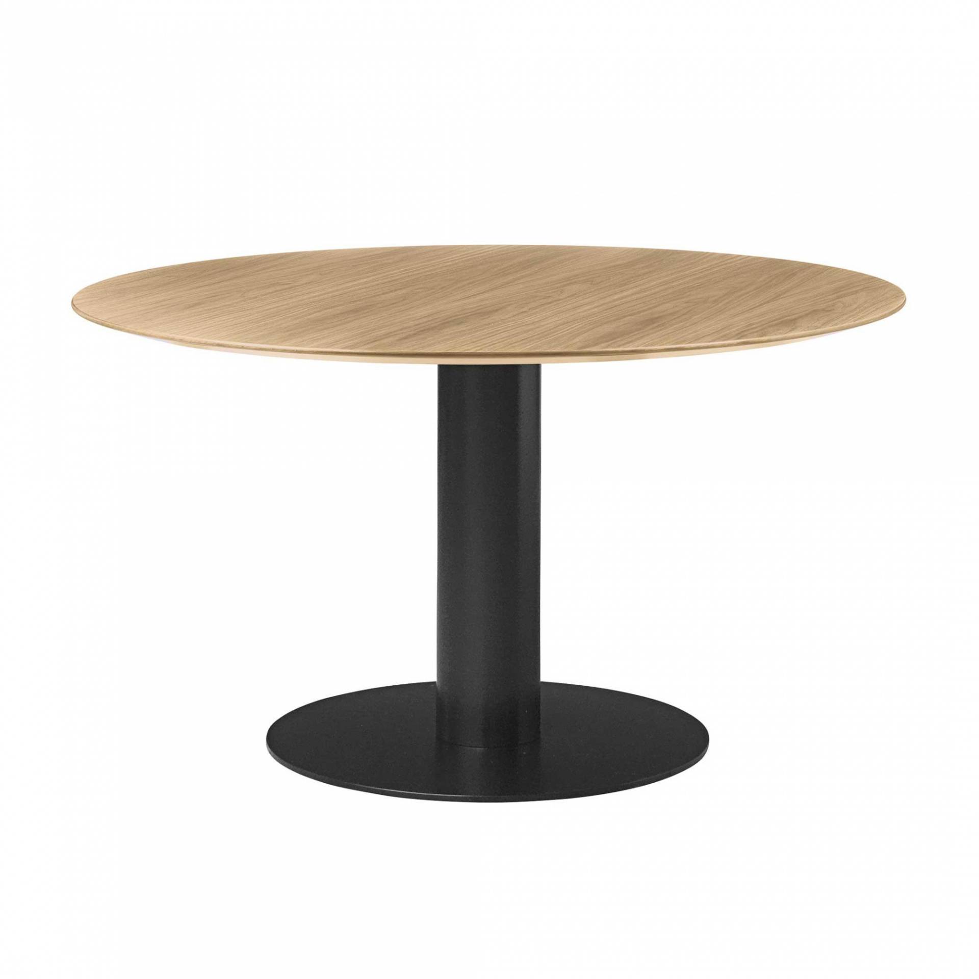 Gubi - 2.0 Dining Tisch Gestell schwarz Ø130cm - eiche/Tischplatte Eiche/H x Ø 72,5x130cm/Gestell schwarz pulverbeschichtet von Gubi