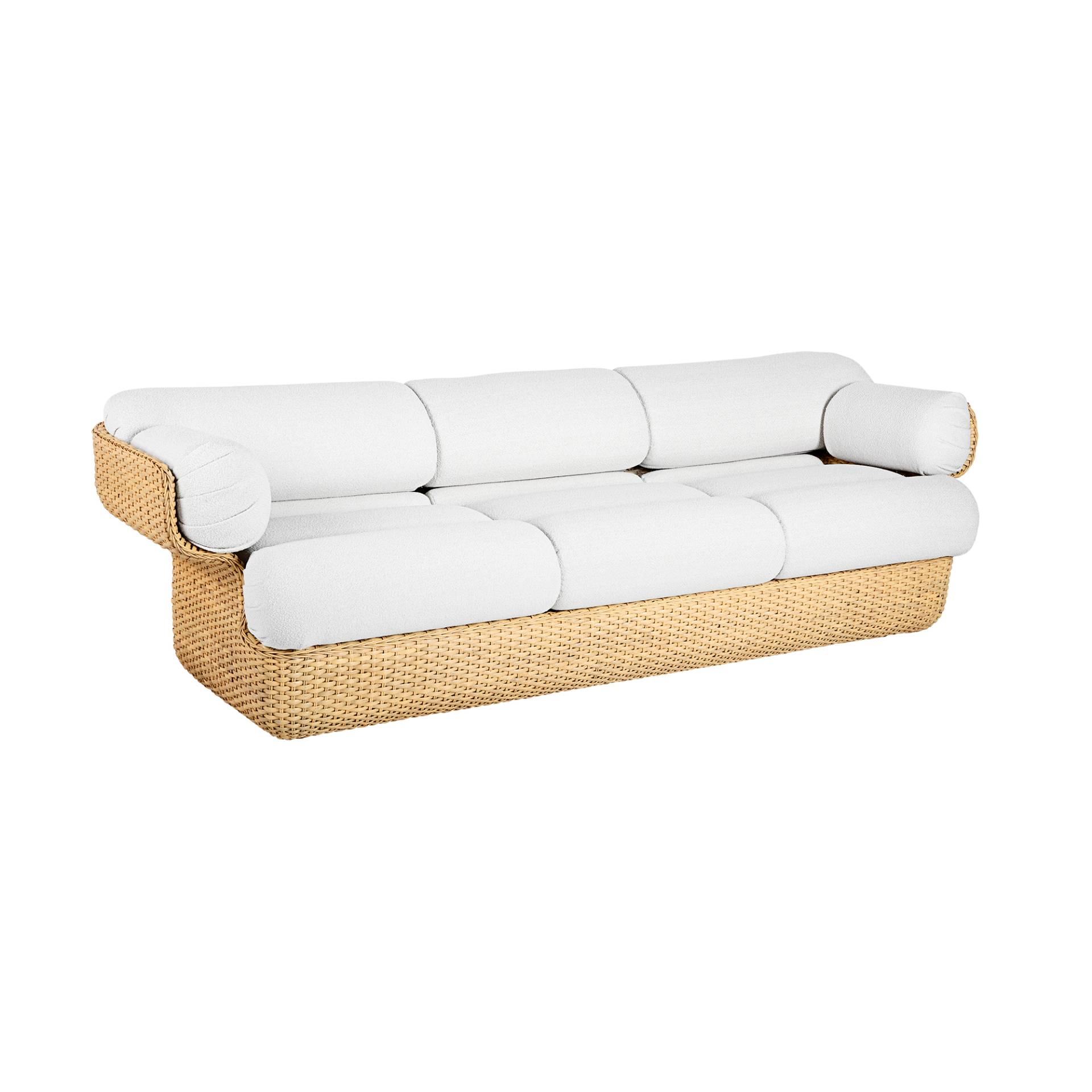 Gubi - Basket 3-Sitzer Sofa - lorkey/Limonta 40/BxHxT 233x68x89cm/Gestell handgeflochten/mit Filzgleitern von Gubi