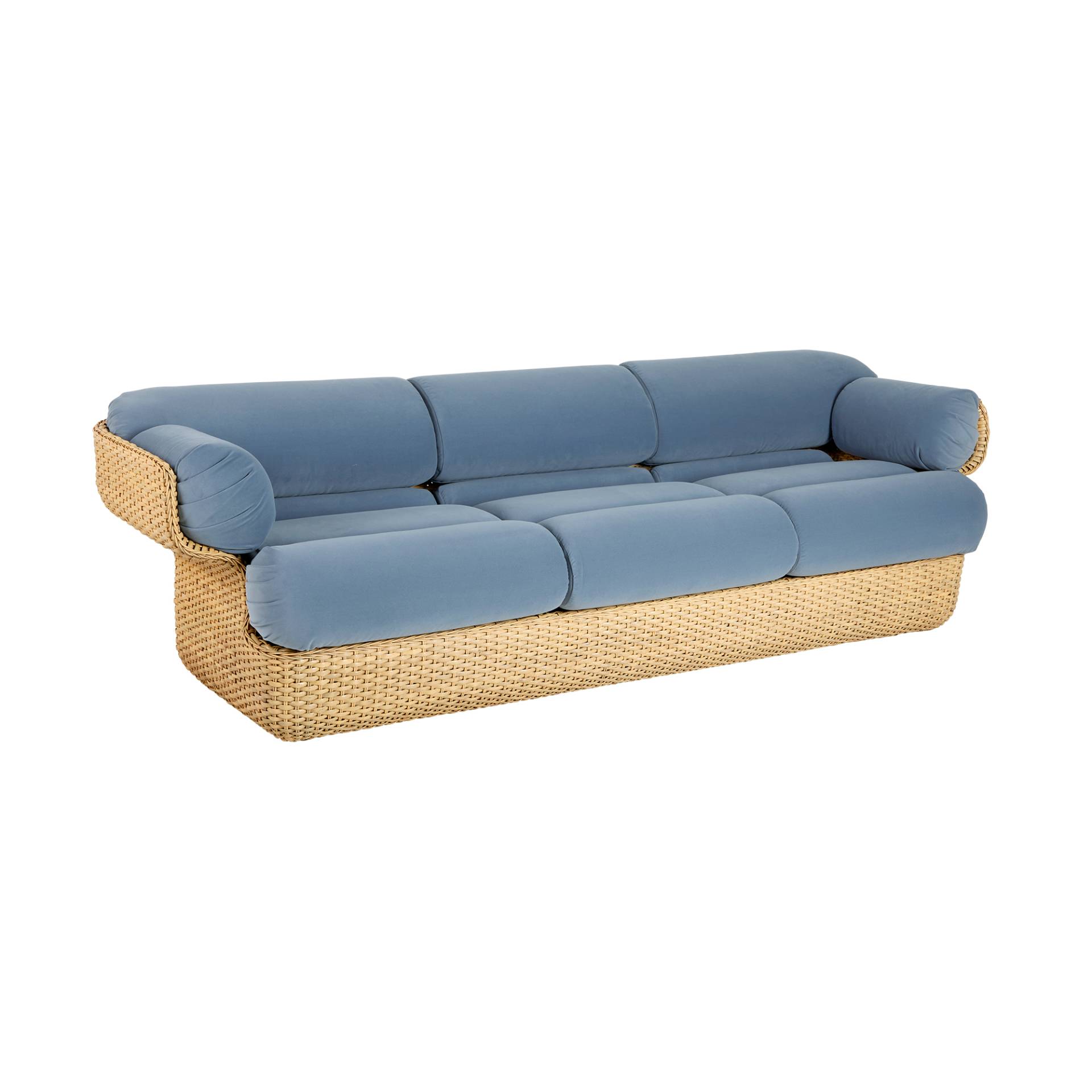 Gubi - Basket 3-Sitzer Sofa - sunday/Dedar 002/BxHxT 233x68x89cm/Gestell handgeflochten/mit Filzgleitern von Gubi