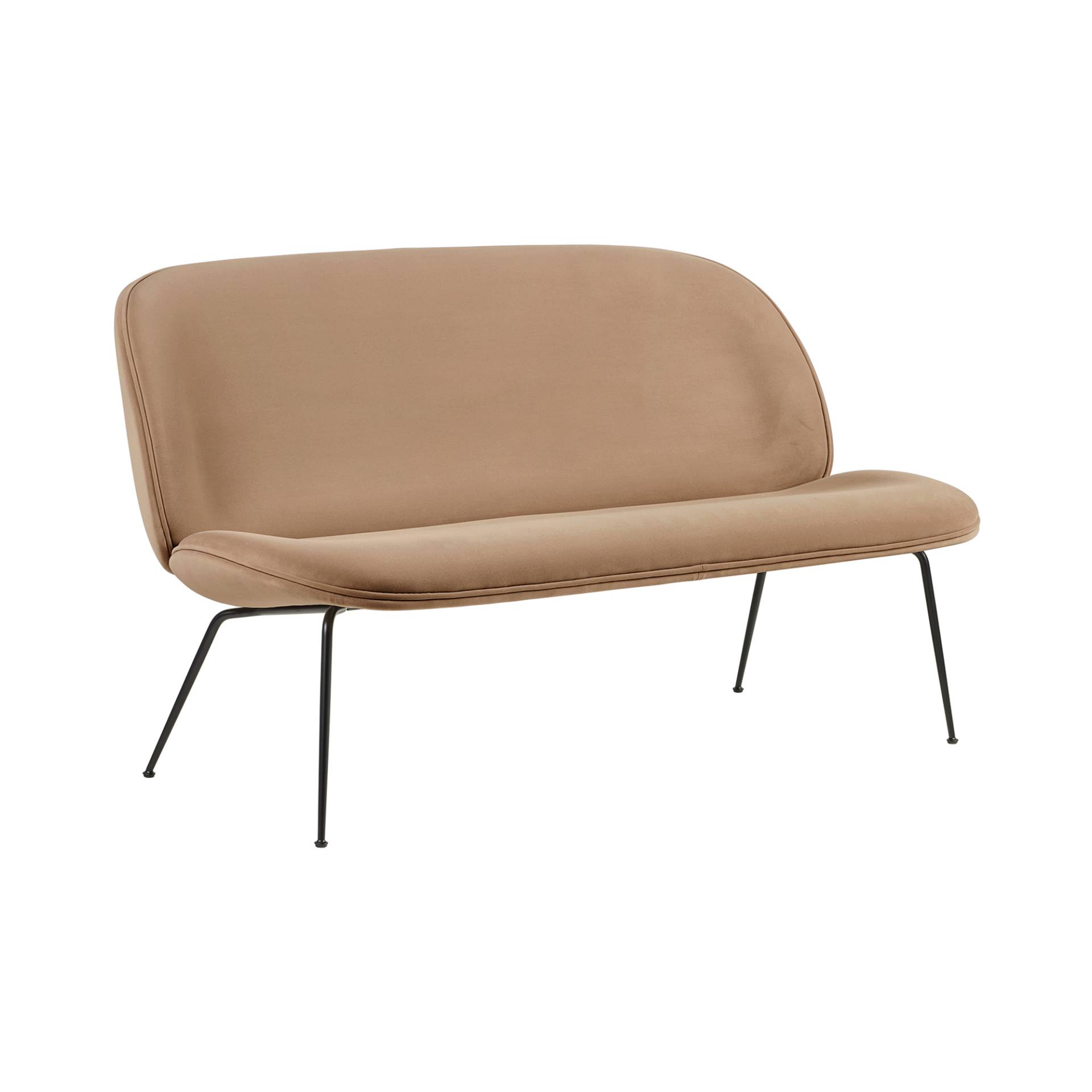 Gubi - Beetle 2-Sitzer Sofa - beige 034/Sunday Velvet/BxHxT 140x81x80cm/Gestell konisch matt schwarz von Gubi