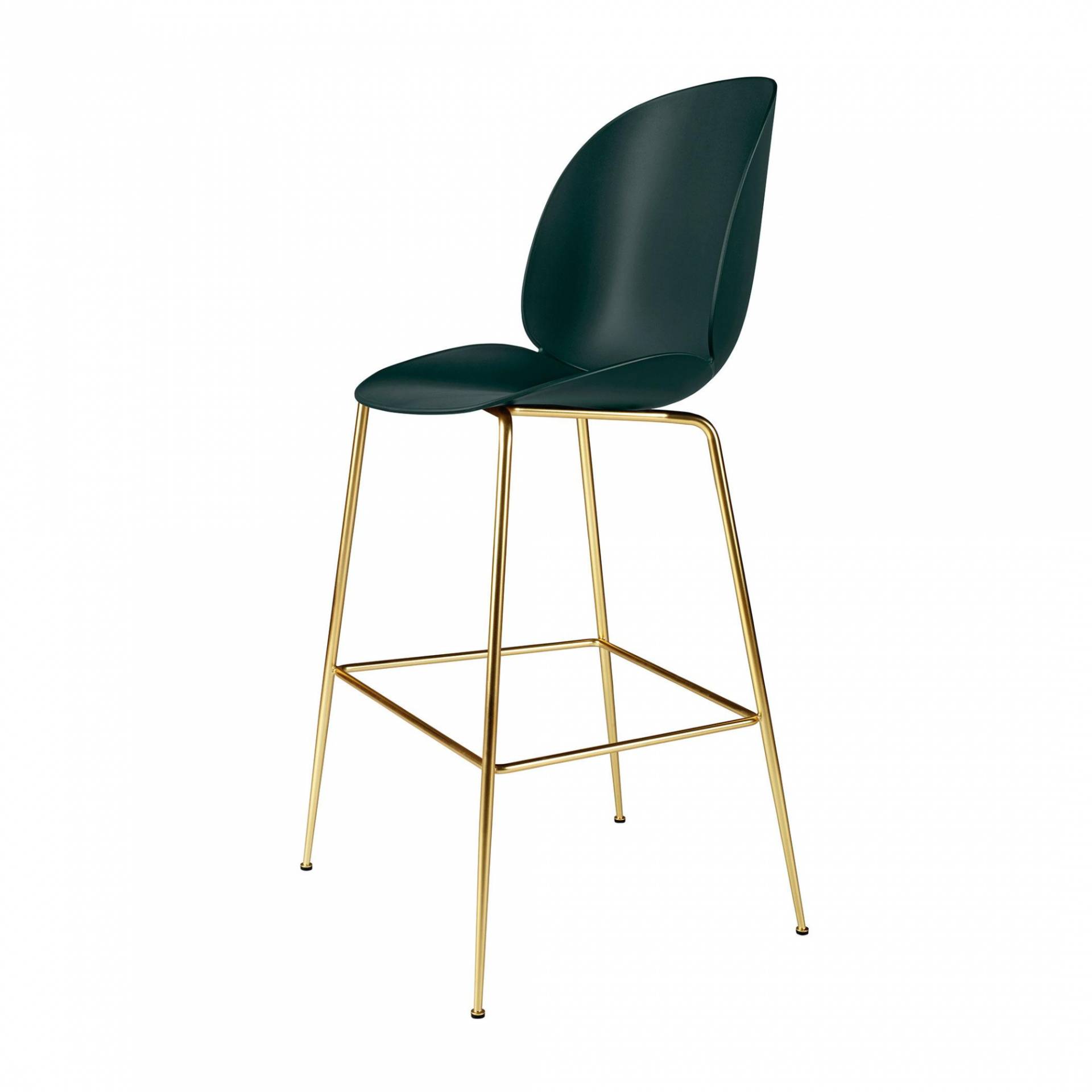 Gubi - Beetle Bar Chair Barhocker Messing 118cm - grün/Sitz Polypropylen-Kunststoff/BxHxT 56x118x58cm/Gestell Messing/Kunststoffgleiter von Gubi