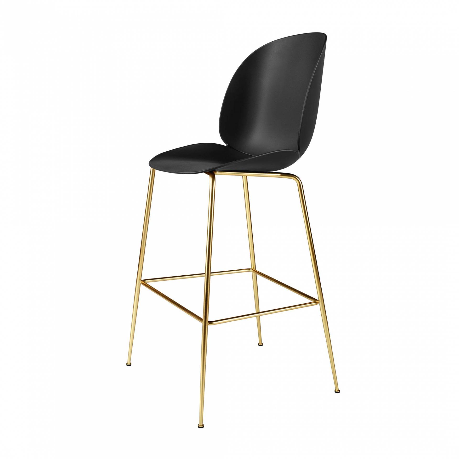 Gubi - Beetle Bar Chair Barhocker Messing 118cm - schwarz/Sitz Polypropylen-Kunststoff/BxHxT 56x118x58cm/Gestell Messing/Kunststoffgleiter von Gubi