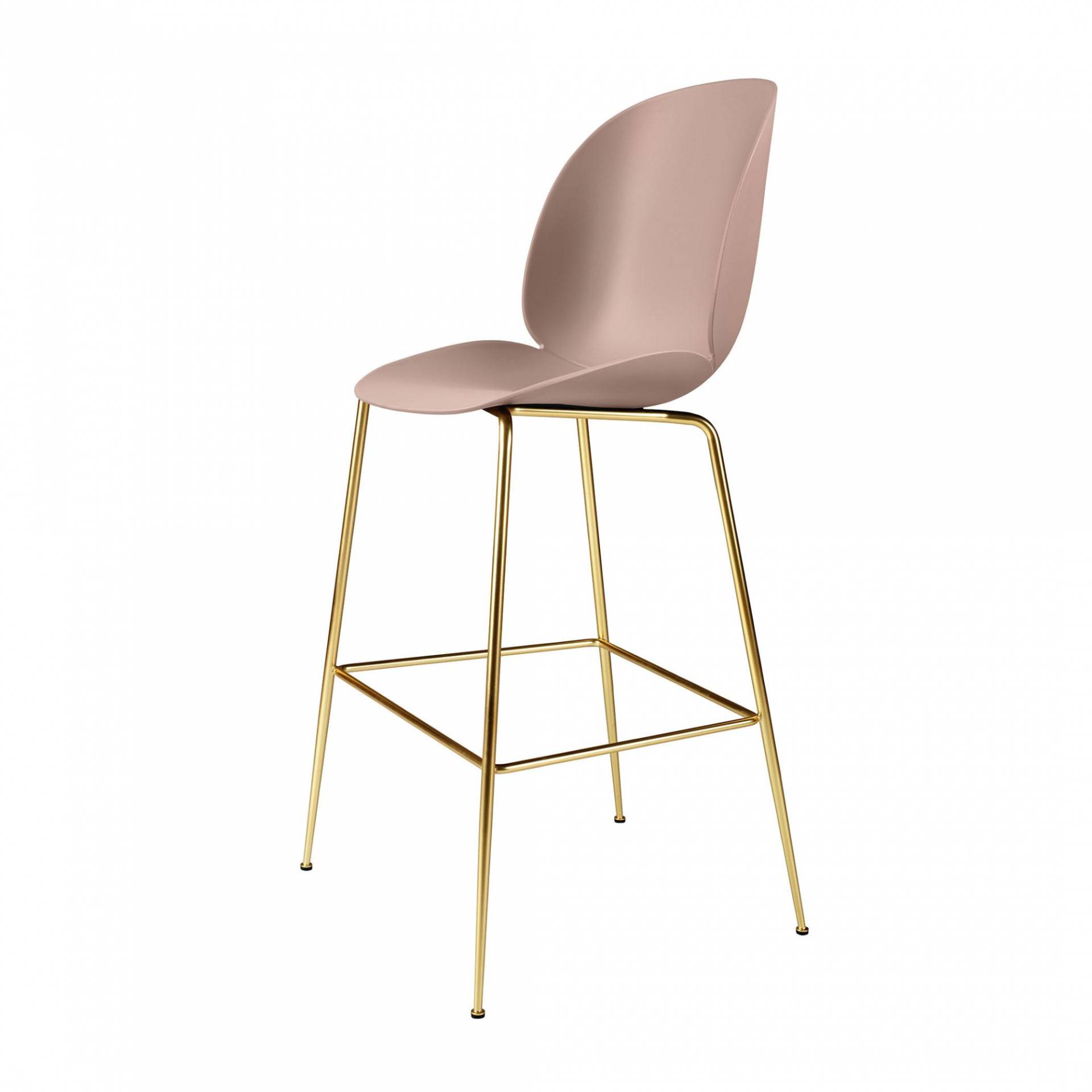 Gubi - Beetle Bar Chair Barhocker Messing 118cm - süßes pink/Sitz Polypropylen-Kunststoff/BxHxT 56x118x58cm/Gestell Messing/Kunststoffgleiter von Gubi