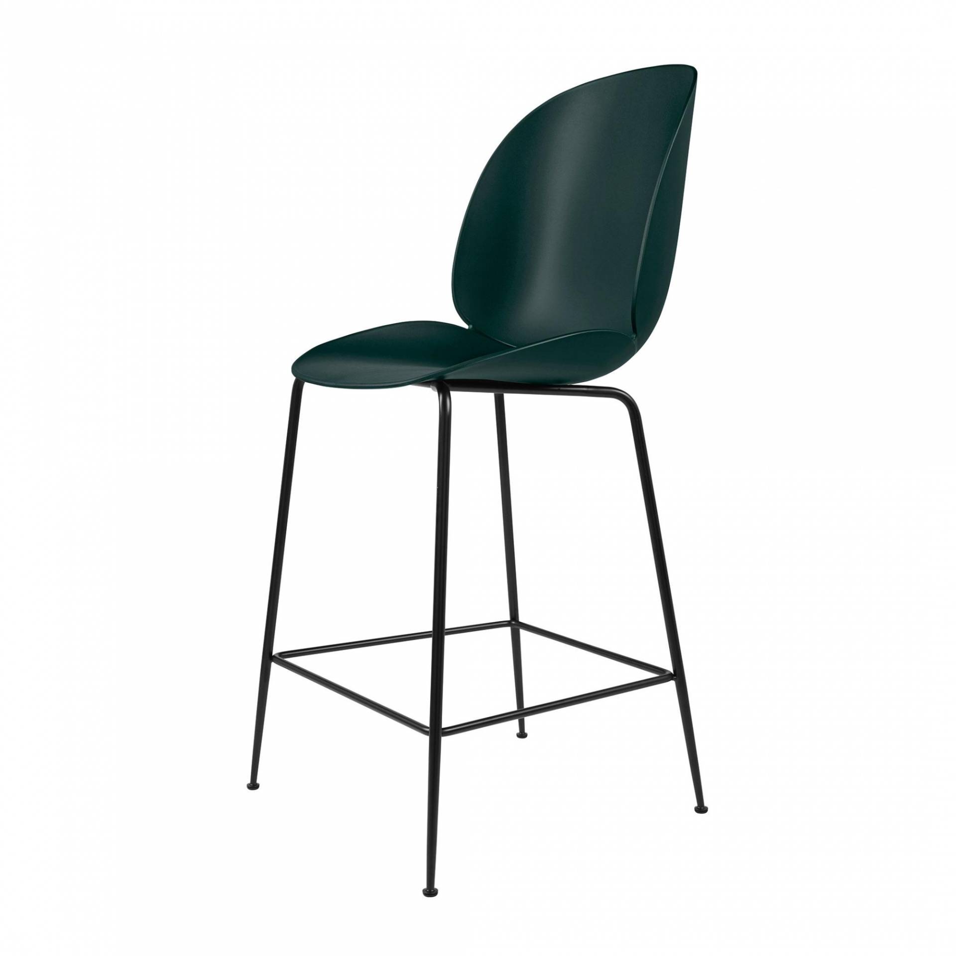 Gubi - Beetle Counter Chair 65cm Gestell Schwarz - grün/Sitz Polypropylen Kunststoff/BxTxH 54x53x108cm/Gestell Stahl schwarz/Kunststoffgleiter von Gubi
