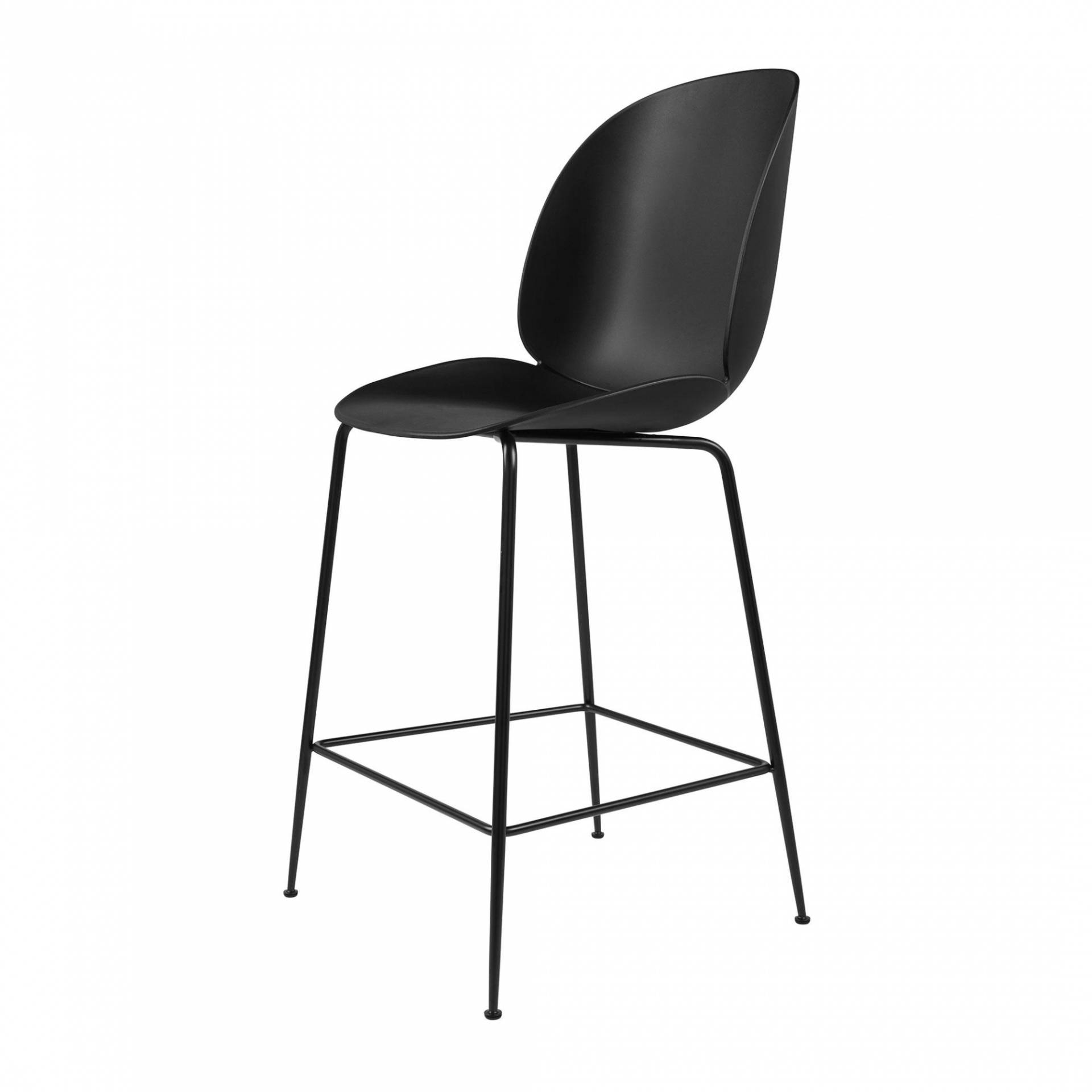 Gubi - Beetle Counter Chair 65cm Gestell Schwarz - schwarz/Sitz Polypropylen Kunststoff/BxTxH 54x53x108cm/Gestell Stahl schwarz/Kunststoffgleiter von Gubi
