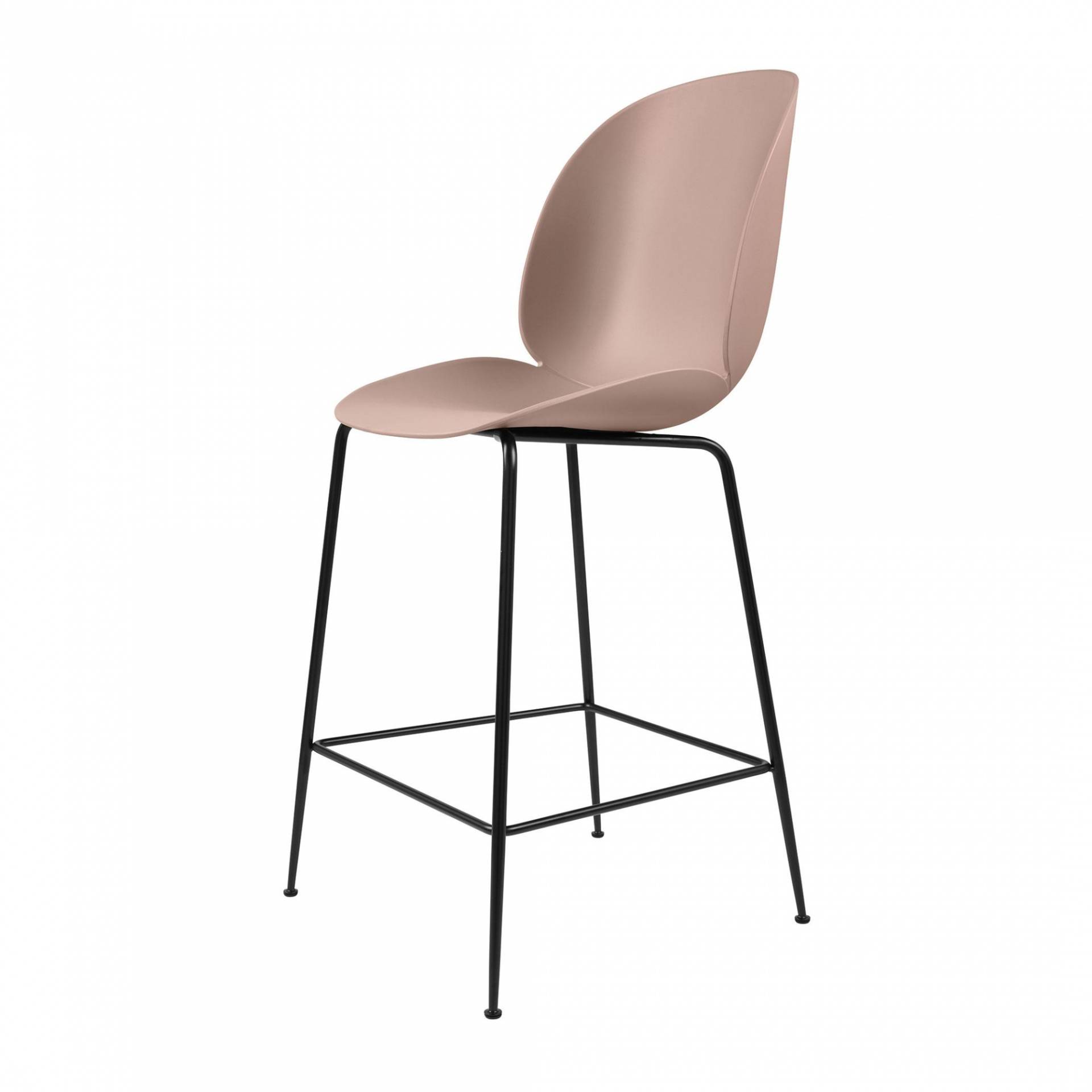 Gubi - Beetle Counter Chair 65cm Gestell Schwarz - süßes pink/Sitz Polypropylen Kunststoff/BxTxH 54x53x108cm/Gestell Stahl schwarz/Kunststoffgleiter von Gubi