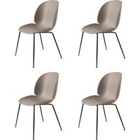 Gubi - Beetle Dining Chair, Conic Base schwarz / new beige (4er Set) von Gubi