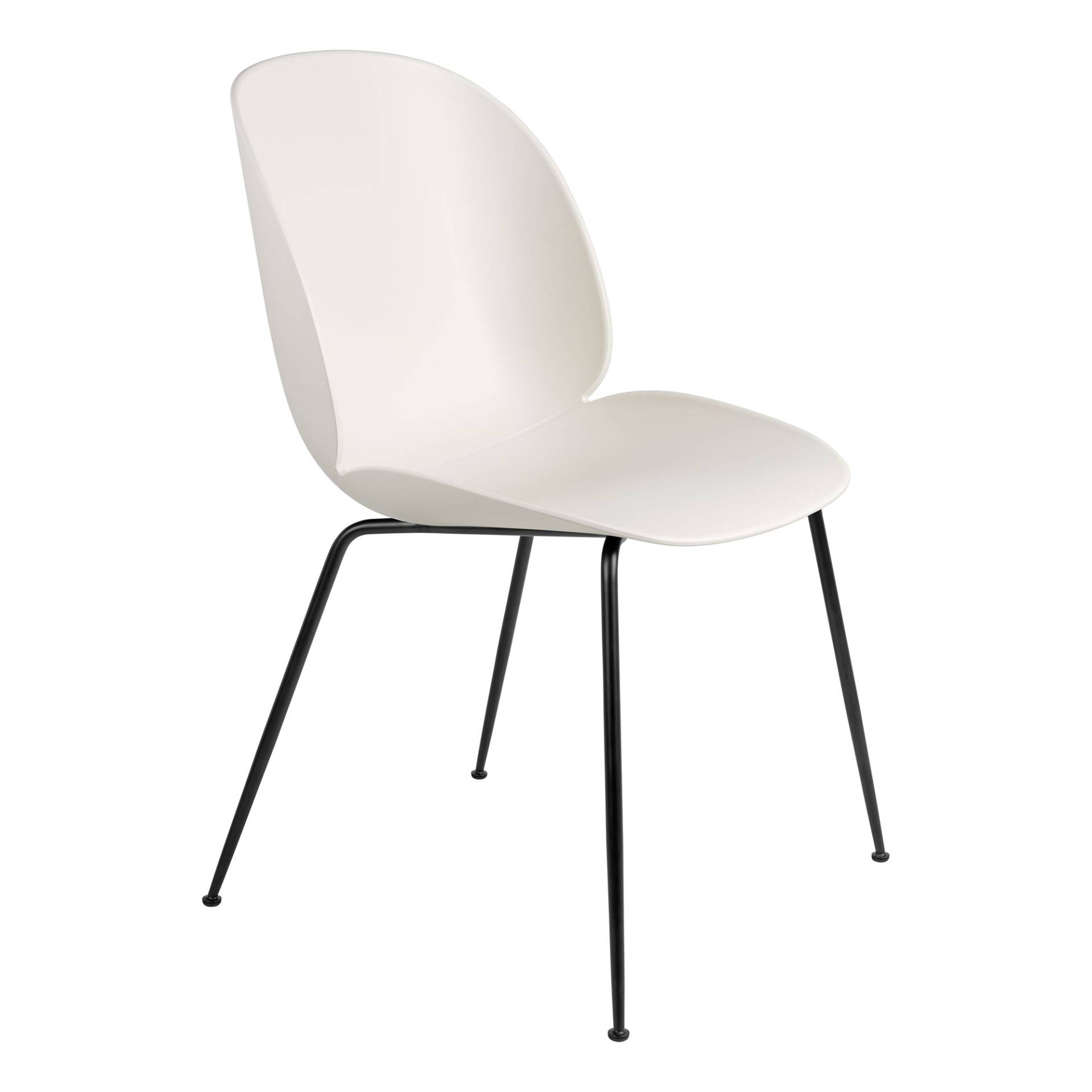 Gubi - Beetle Stuhl Gestell schwarz - alabaster weiß/Sitzschale Polypropylen/BxHxT 56x87x58cm/mit Kunststoffgleiter/Gestell Stahl schwarz matt von Gubi
