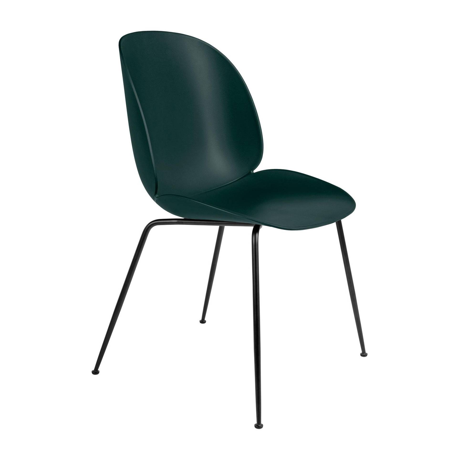 Gubi - Beetle Stuhl Gestell schwarz - dunkelgrün/Sitzschale Polypropylen/BxHxT 56x87x58cm/mit Kunststoffgleiter/Gestell Stahl schwarz matt von Gubi