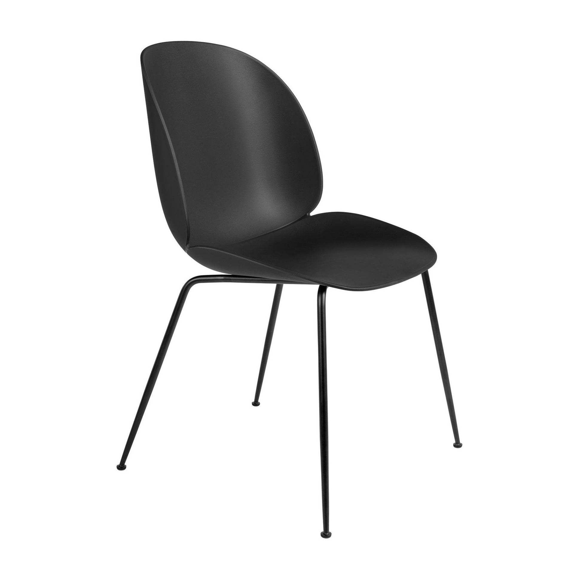 Gubi - Beetle Stuhl Gestell schwarz - schwarz/Sitzschale Polypropylen/BxHxT 56x87x58cm/mit Kunststoffgleiter/Gestell Stahl schwarz matt von Gubi