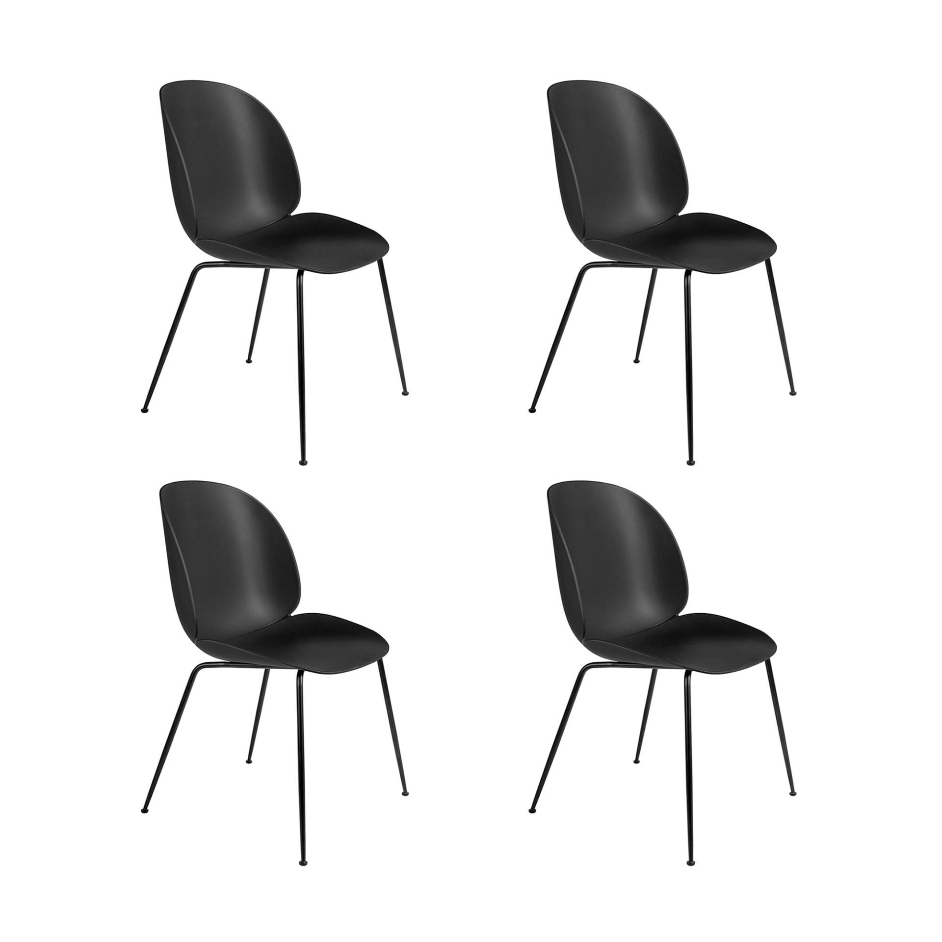 Gubi - Beetle Stuhl Gestell schwarz 4er Set - schwarz/Sitzschale Polypropylen/BxHxT 56x87x58cm/mit Kunststoffgleiter/Gestell Stahl matt von Gubi
