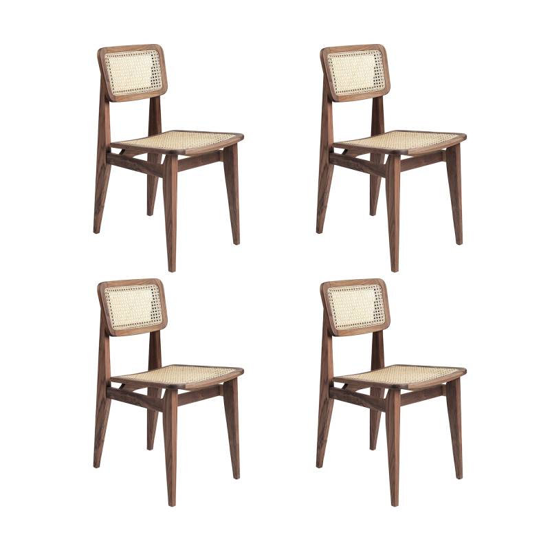 Gubi - C-Chair All French Cane Stuhl 4er Set - amerikanische Walnuss/geölt/BxHxT 41x79x53cm/mit Filzgleitern von Gubi