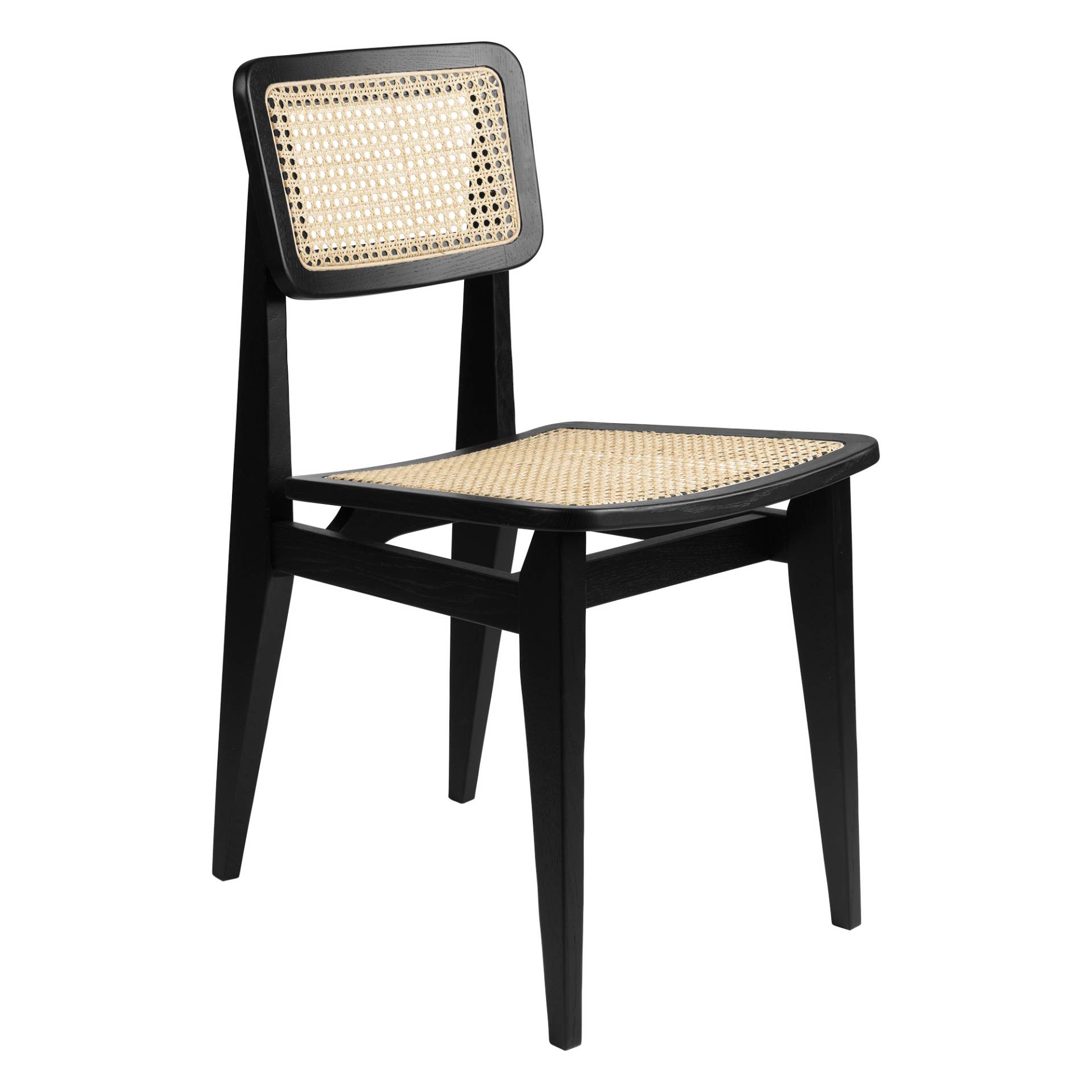 Gubi - C-Chair All French Cane Stuhl - Eiche schwarz gebeizt/matt lackiert/BxHxT 41x79x53cm/mit Filzgleitern von Gubi