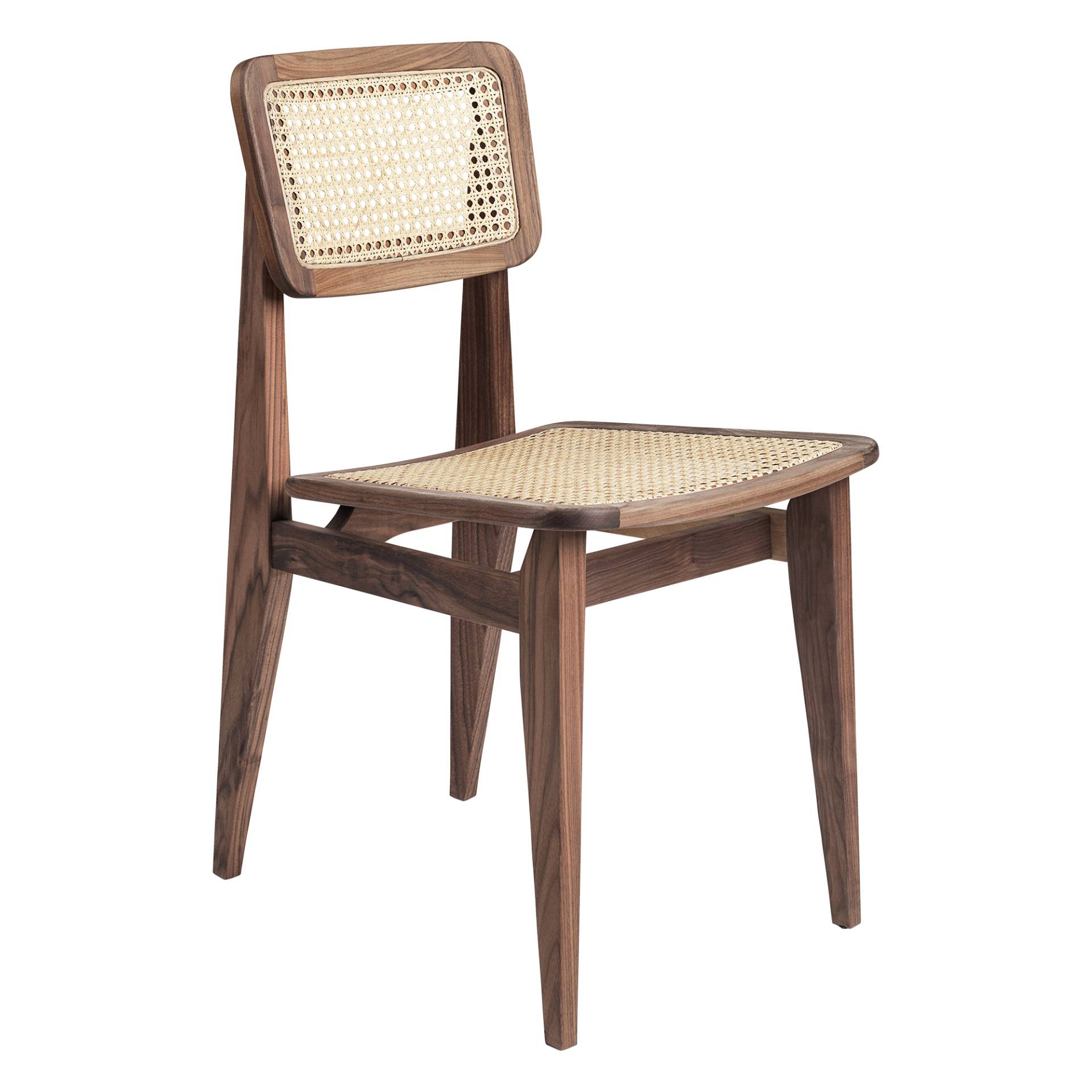 Gubi - C-Chair All French Cane Stuhl - amerikanische Walnuss/geölt/BxHxT 41x79x53cm/mit Filzgleitern von Gubi