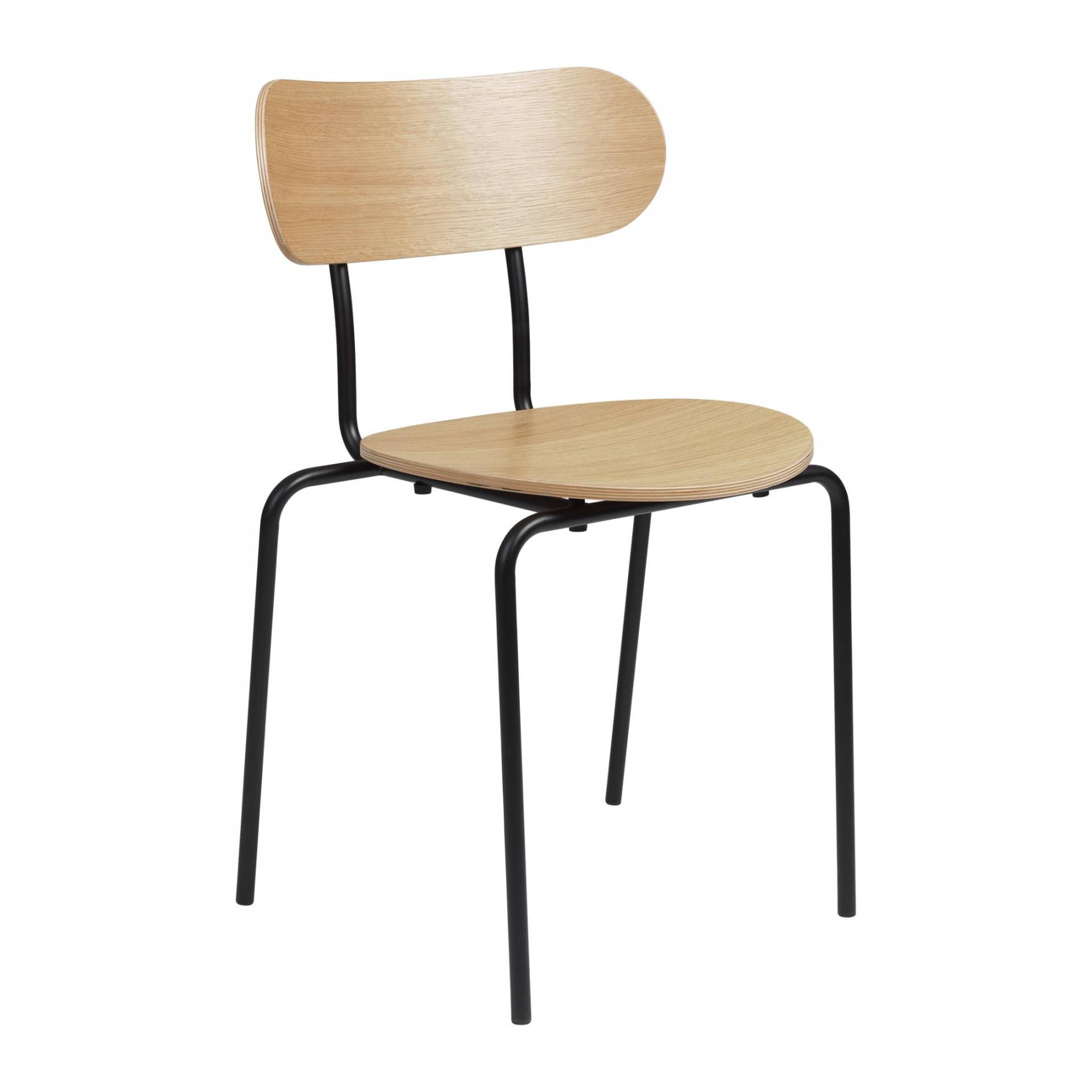 Gubi - Coco Dining Chair stapelbar - Eiche lackiert/BxTxH 50x53x81cm/mit Kunststoffgleitern/Gestell Metall schwarz RAL 9005 matt lackiert von Gubi