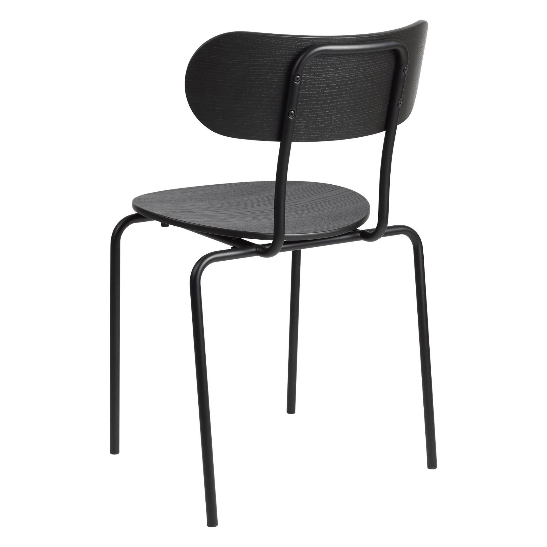 Gubi - Coco Dining Chair stapelbar - Esche schwarz gebeizt/matt lackiert/BxTxH 50x53x81cm/mit Kunststoffgleitern/Gestell Metall schwarz RAL 9005 matt von Gubi