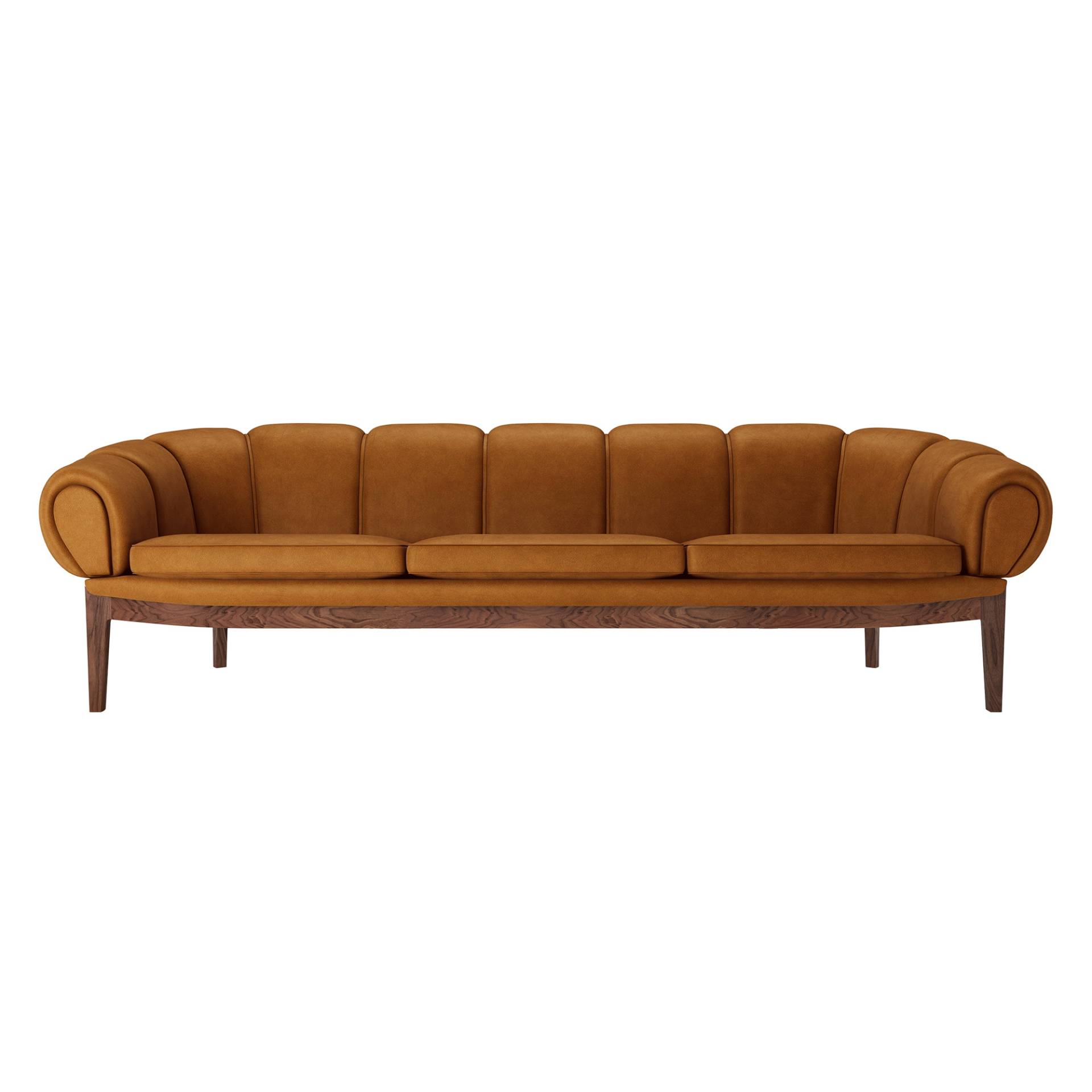 Gubi - Croissant 3-Sitzer Sofa 230x88cm Leder - cognac/Leder GUBI Chamois 1708 Cuoio/BxTxH 230x88x67cm/Gestell massive amerikanische Walnuss geölt von Gubi