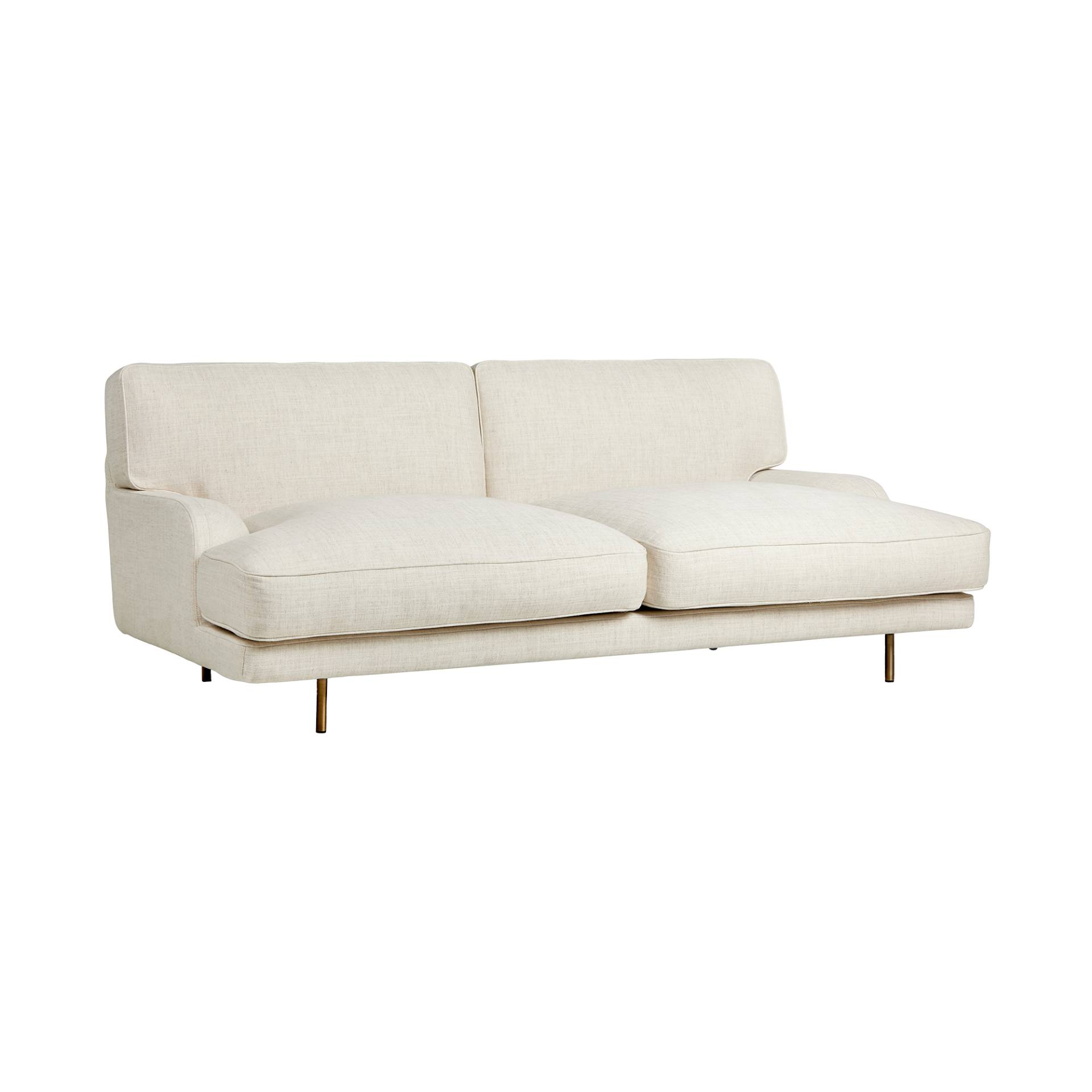 Gubi - Flaneur 2-Sitzer Sofa - weiß 15/Indianskop Limonta/BxHxT 180x75x100cm/Gestell antikes messing von Gubi