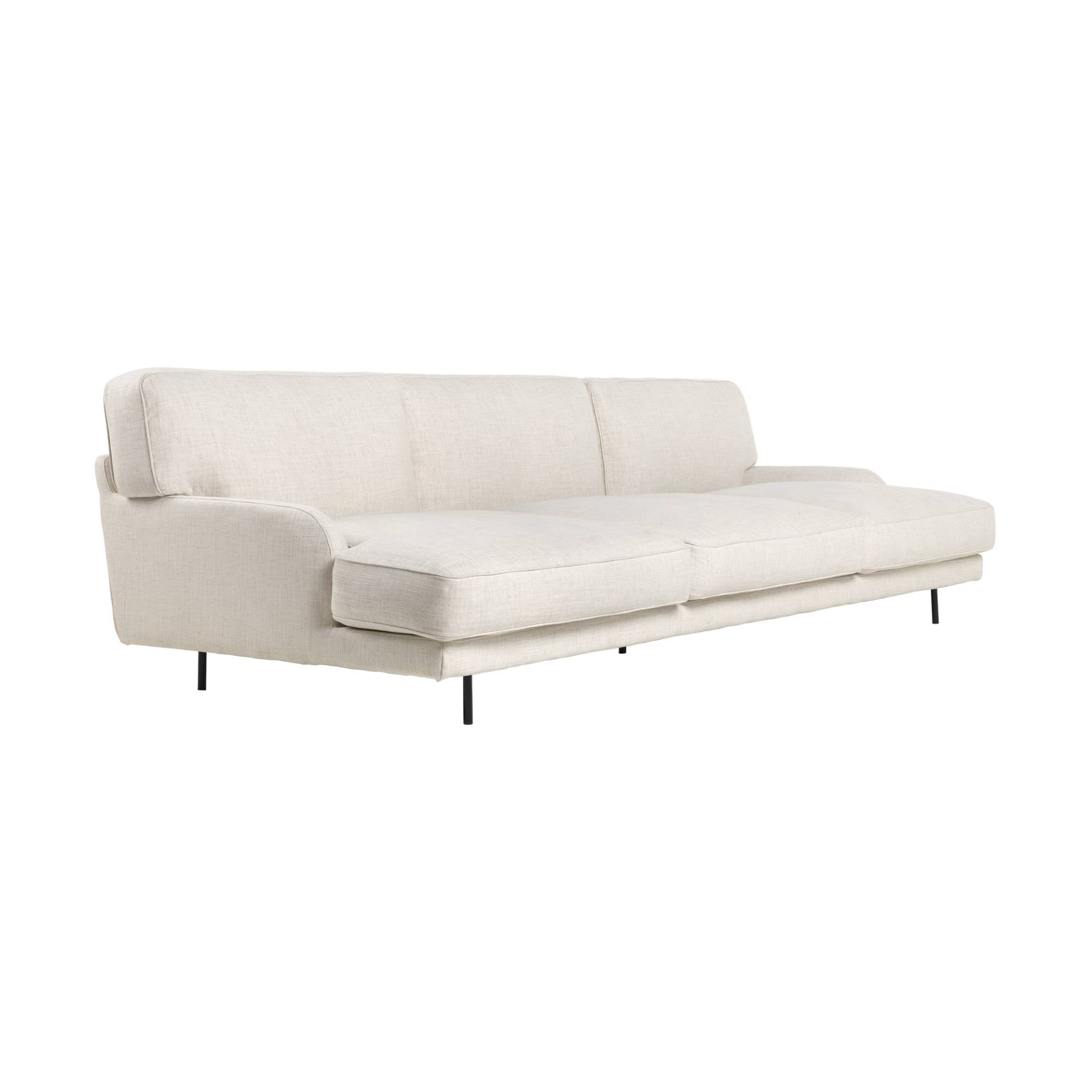 Gubi - Flaneur 3-Sitzer Sofa - weiß 15/Indianskop Limonta/BxHxT 270x75x100cm/Gestell antikes messing von Gubi