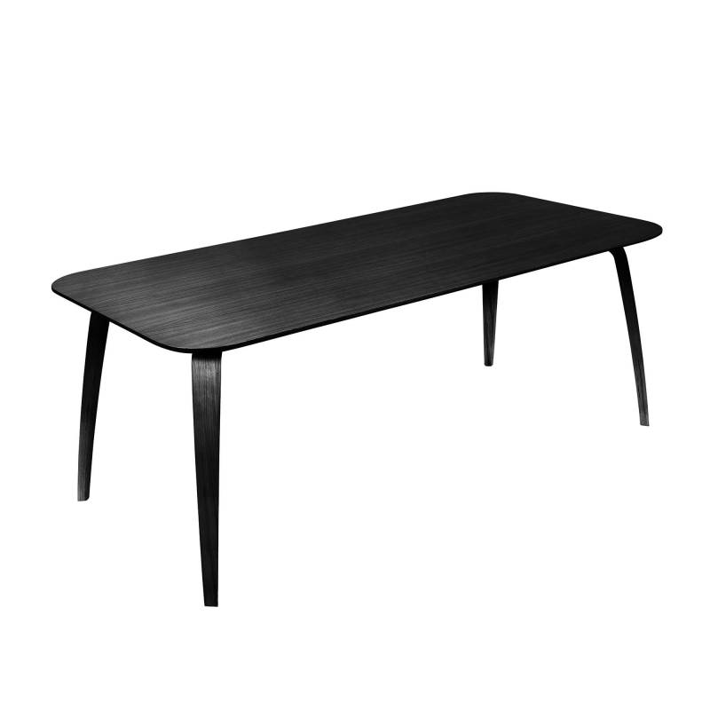 Gubi - Dining Esstisch Rechteckig - schwarz/gebeizt/LxBxH 200x100x72,3cm/Gestell Esche/Tischplatte Eschenfurnier von Gubi