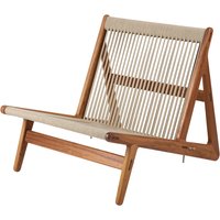 Gubi - MR01 Outdoor Lounge Stuhl, Iroko natur / Sunfire Melange beige sand von Gubi