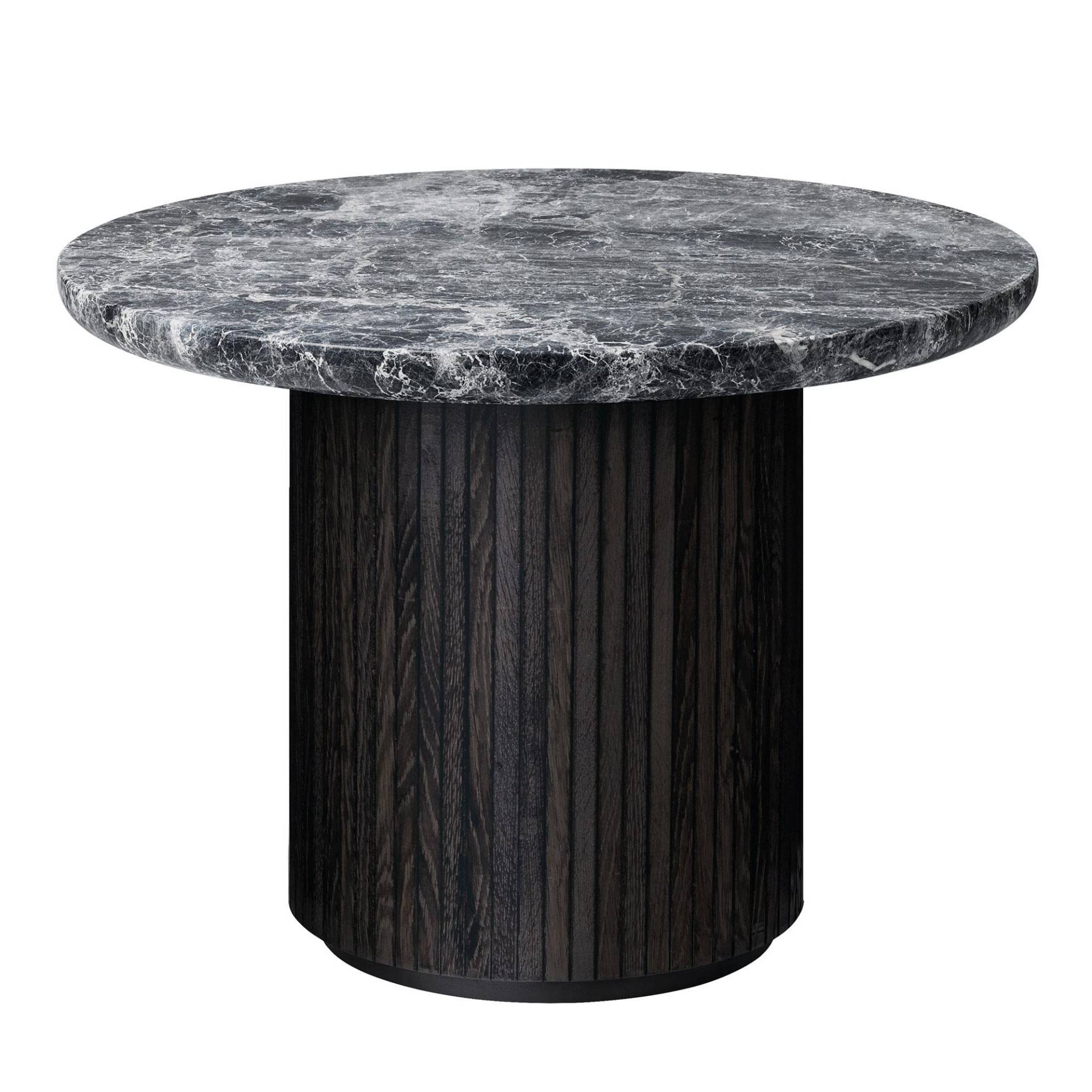 Gubi - Moon Couchtisch Ø60cm - grau/schwarz/Tischplatte Marmor Grey Emperador/Gestell Holz schwarz/H 45cm / Ø 60cm von Gubi