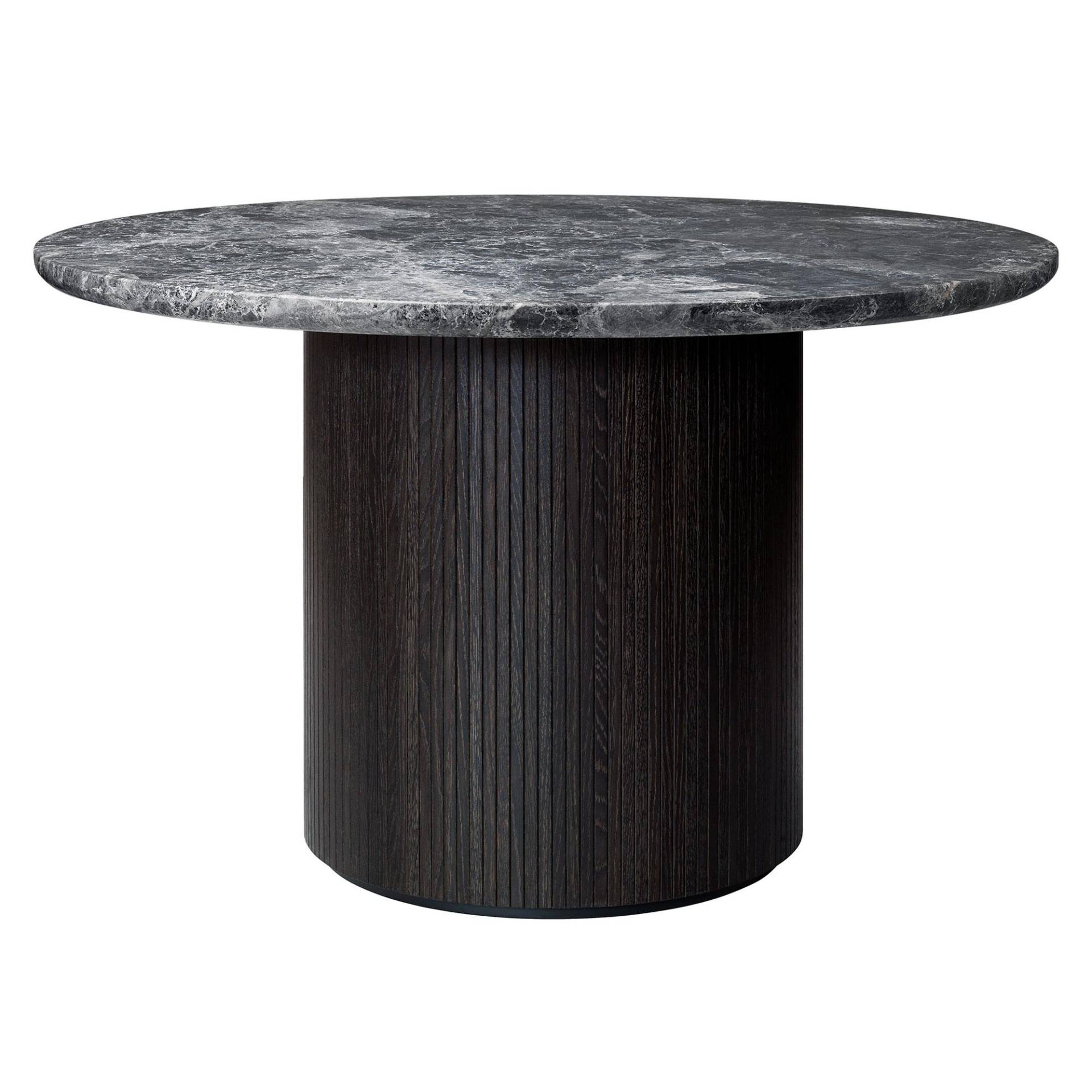 Gubi - Moon Esstisch Ø120cm - grau/schwarz/H x Ø 72x120cm/Gestell Holz schwarz/Tischplatte Marmor Grey Emperador von Gubi