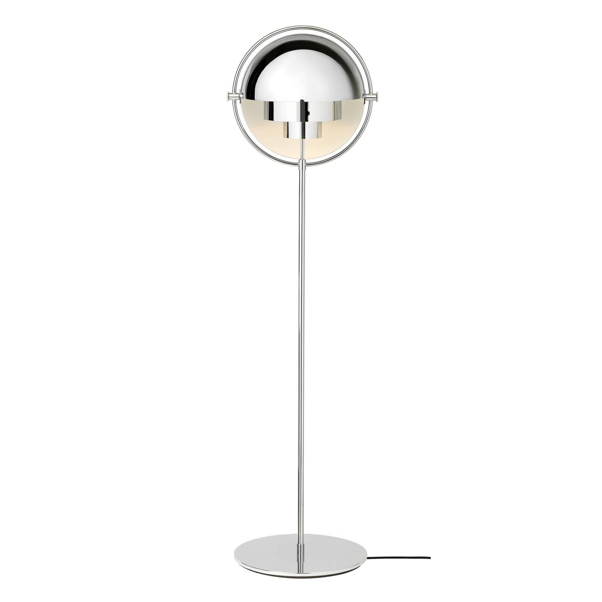 Gubi - Multi-Lite Stehleuchte Gestell Chrom - chrom/Schirm Ø36cm/H 148cm/Ø 39cm/Fuß Ø36cm/Kabel schwarz 200cm mit Fußschalter von Gubi