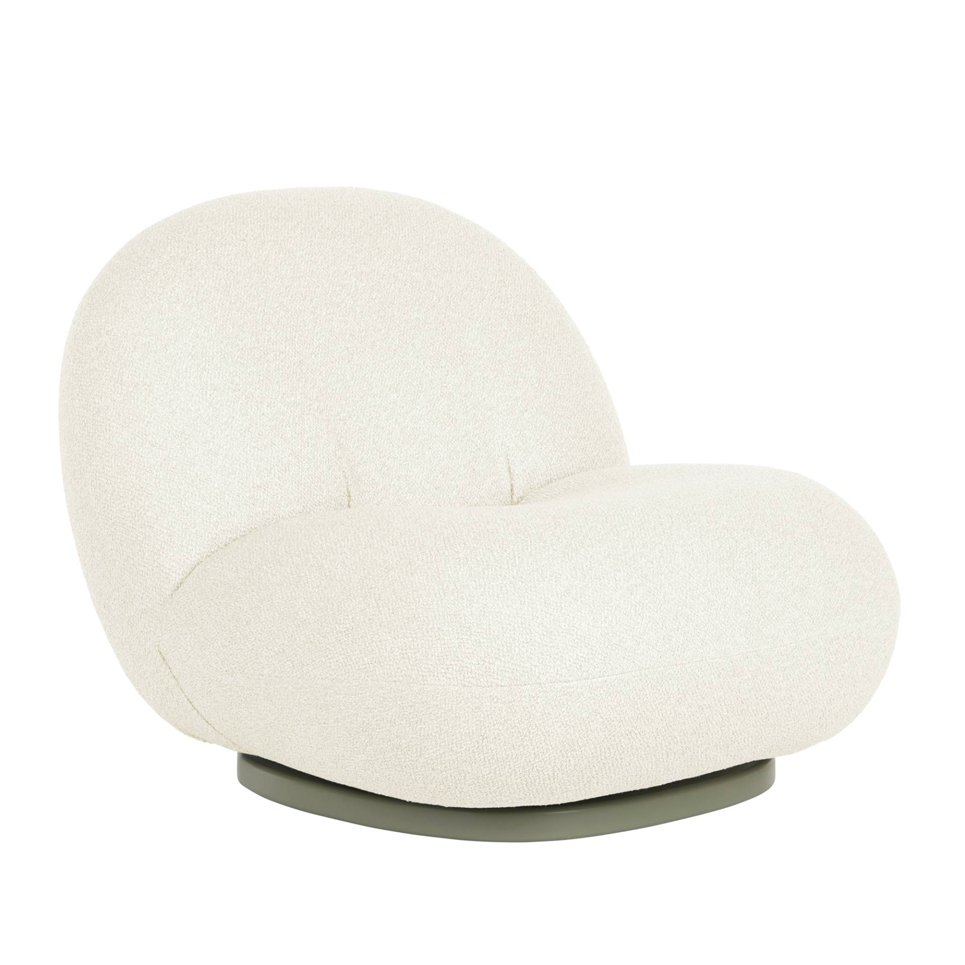 Gubi - Pacha Outdoor Lounge Chair drehbar - beige/Stoff Limonta Lorkey 40/BxHxT 77x65x85cm/drehbar/Gestell H4cm Edelstahl moosgrau RAL 7003 von Gubi