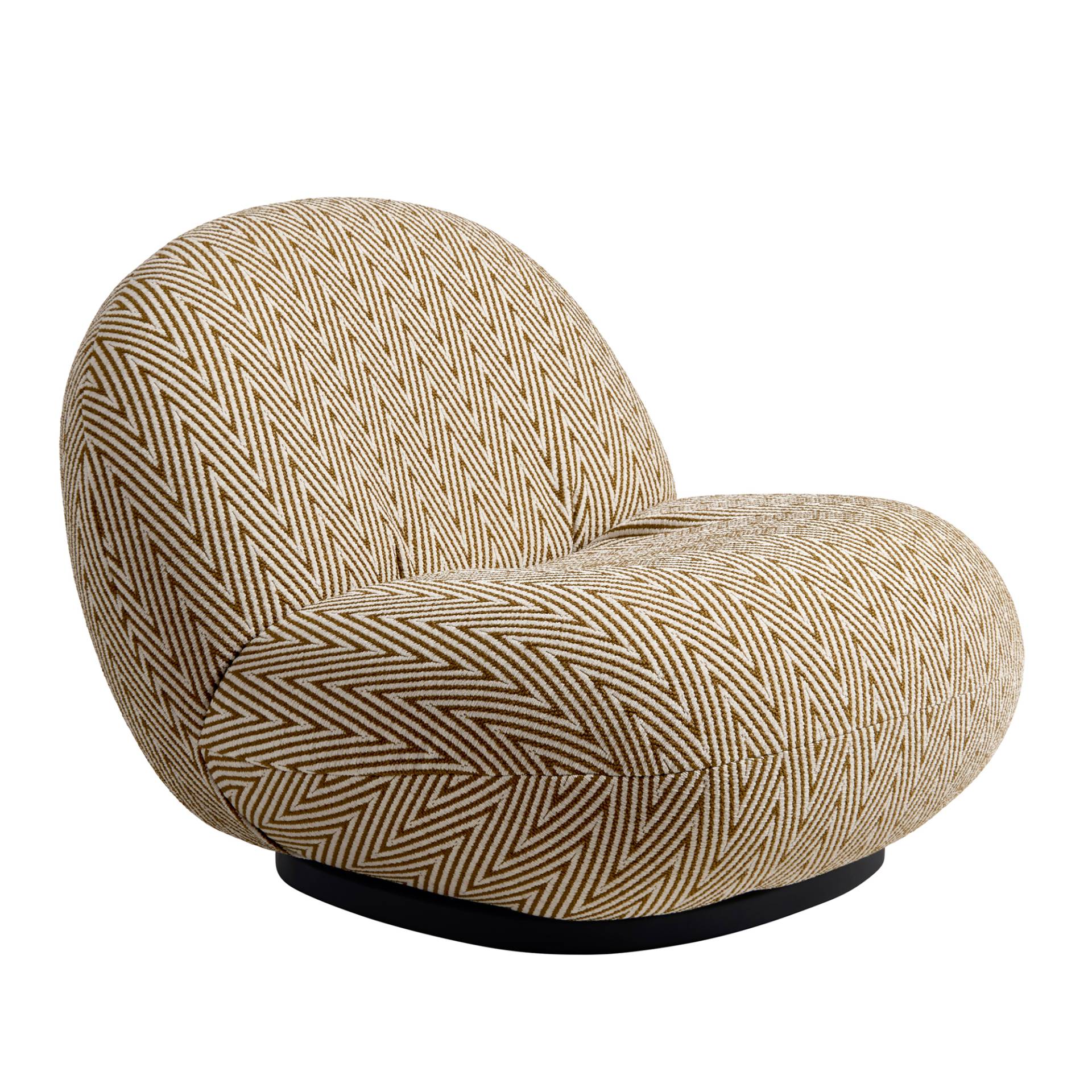 Gubi - Pacha Outdoor Lounge Chair drehbar - braun/Stoff Dedar Cheveron Chenille Special 002/BxHxT 77x65x85cm/drehbar/Gestell H4cm Edelstahl moosgrau R von Gubi