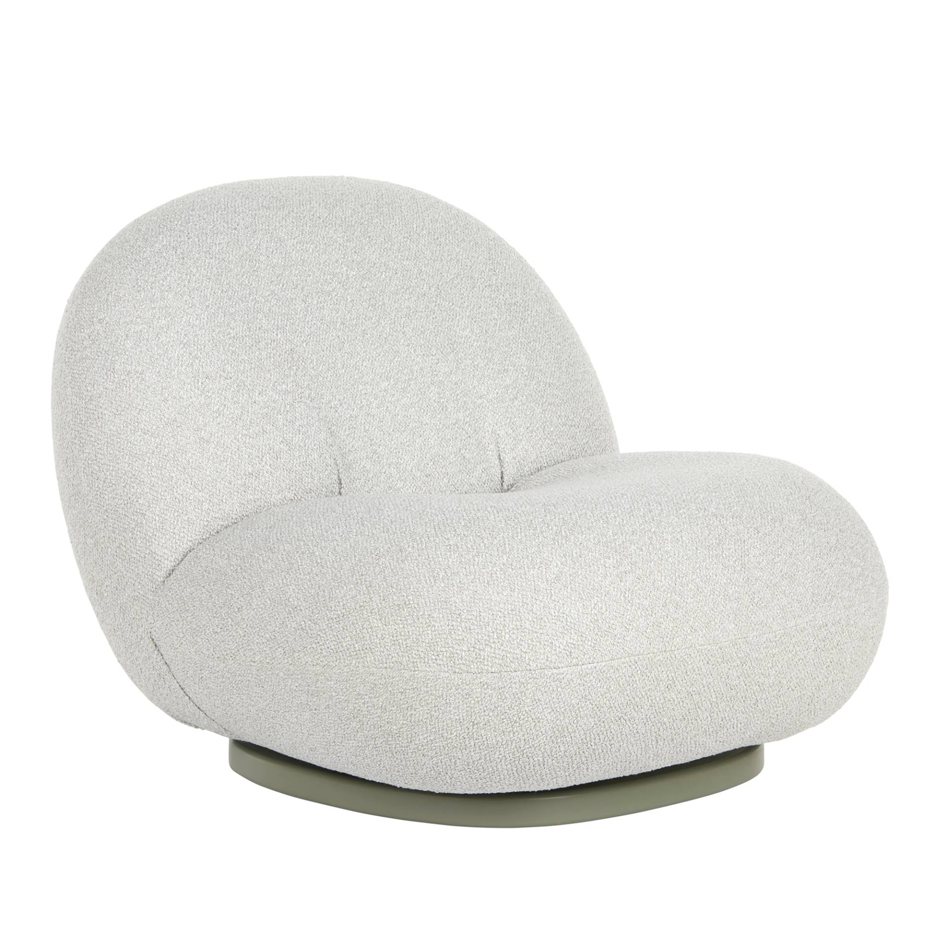 Gubi - Pacha Outdoor Lounge Chair - hellgrau/Stoff Dedar Libera 003/BxHxT 77x65x85cm/drehbar/Gestell H4cm Edelstahl moosgrau RAL 7003 von Gubi