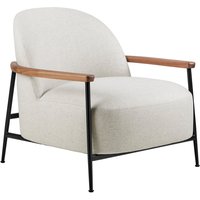 Gubi - Sejour Lounge Chair mit Armlehnen, matt schwarz / Walnuss geölt / Dedar Flair Special 201 von Gubi