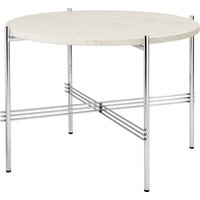 GUBI - TS Couchtisch Ø 55 cm, Stahl poliert / Travertin weiß von Gubi