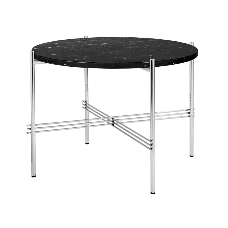 Gubi - TS Couchtisch Ø 55cm - schwarz/Marquina Marmor/H x Ø 41x55cm/Gestell Stahl poliert von Gubi