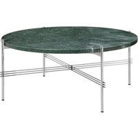 Gubi - TS Couchtisch Ø 80 cm, Stahl poliert / Marmor grün von Gubi