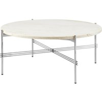 Gubi - TS Couchtisch Ø 80 cm, Stahl poliert / Travertin weiß von Gubi