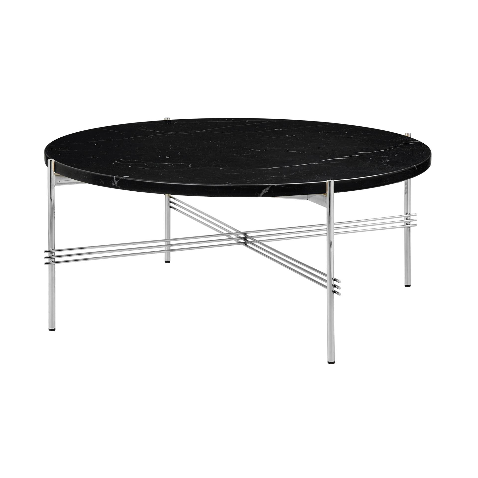 Gubi - TS Couchtisch Ø 80cm - schwarz/Marquina Marmor/H x Ø 35x80cm/Gestell Stahl poliert von Gubi