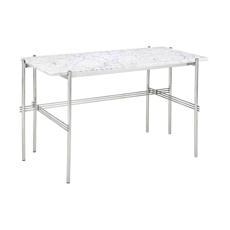 Gubi - TS Schreibtisch 120x60cm - weiß/Carrara Marmor/LxBxH 120x60x74cm/Gestell Stahl poliert von Gubi