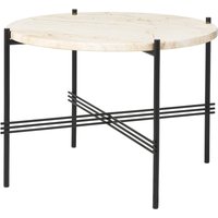 Gubi - Travertine Couchtisch, Ø 55 cm, schwarz / weiß von Gubi