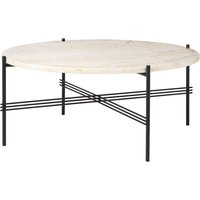 Gubi - Travertine Couchtisch, Ø 80 cm, schwarz / weiß von Gubi