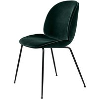 Stuhl Beetle Dining Conic Base gepolstert black/velvet dark green von Gubi